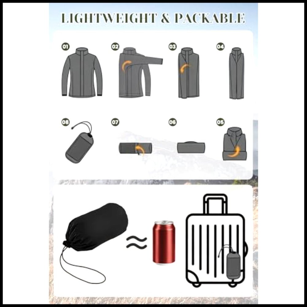 Plus Size Waterproof Rain Jacket Lightweight Pack… - image 3